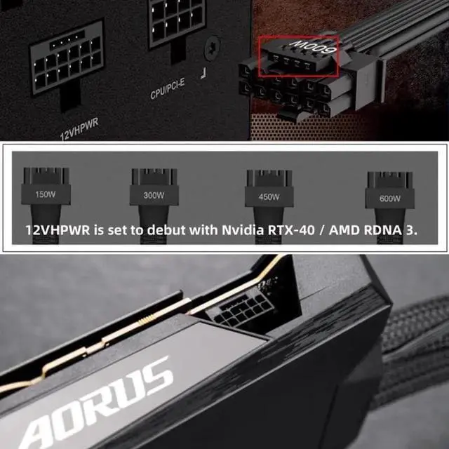 Alt view image 4 of 7 - JAENFONG Adapter 12VHPWR ATX3.0 PCI-E 5.0 Power Modular to Three ATX 8P Adapter for 4080 5090TI 16Pin 12+4P Graphics Card (Up Angled 90 Degree)