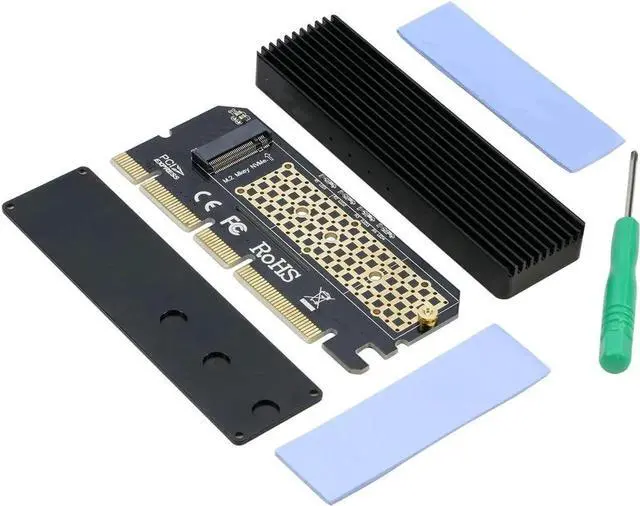 Alt view image 2 of 7 - JAENFONG  NVMe PCIe Adapter, M.2 NVMe to PCI-e x4/x8/x16 Card with Heat Sink for M.2 (M Key) SSD 2280/2260/2242/2230 [Upgraded]