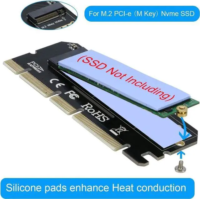 Alt view image 5 of 7 - JAENFONG  NVMe PCIe Adapter, M.2 NVMe to PCI-e x4/x8/x16 Card with Heat Sink for M.2 (M Key) SSD 2280/2260/2242/2230 [Upgraded]