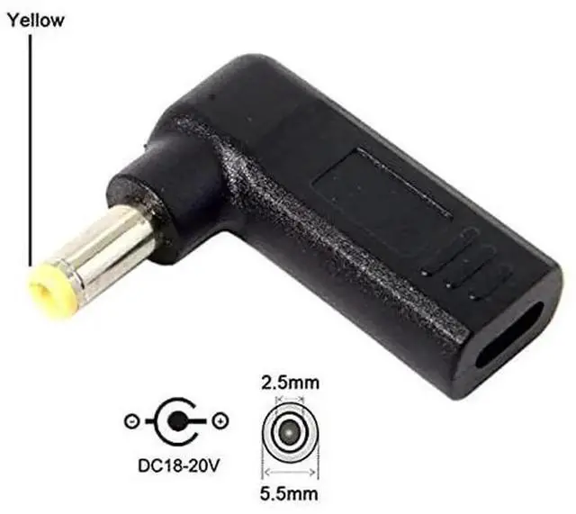 Alt view image 3 of 6 - JAENFONG USB 3.1 Type C USB-C to DC 20V 5.5x2.5mm Adapter PD Emulator Trigger 90 Degree Angled