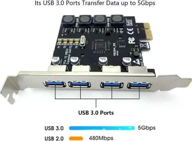 Alt view image 4 of 7 - JAENFONG  4 Ports PCIE to USB3.0 Expansion Card, USB3.0 Superspeed 5Gbps Front Expansion Card, USB PCIE Expansion Card for Win XP Win7 Win 8 Win 10 Win 11 Linux
