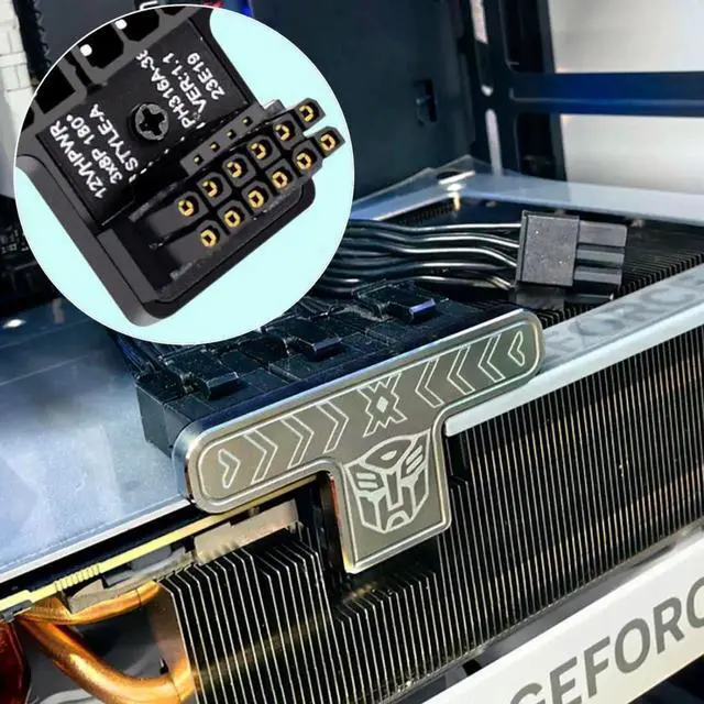 Alt view image 5 of 6 - JAENFONG ATX3.0 PCI-E 5.0 12VHPWR 16Pin Power Modular to 3 ATX 8Pin Connector Adapter for 4080 5090TI Graphics Card 90 Degree Down Angled