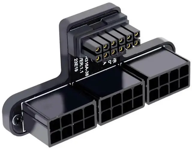 Main image of JAENFONG ATX3.0 PCI-E 5.0 12VHPWR 16Pin Power Modular to 3 ATX 8Pin Connector Adapter for 4080 5090TI Graphics Card 90 Degree Down Angled