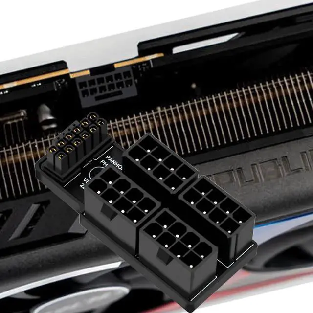 Alt view image 5 of 7 - JAENFONG ATX3.0 PCI-E 5.0 Power Modular 12VHPWR Adapter to Four ATX 8P Up Angled 90 Degree for 4080 4090 5090TI 16Pin 12+4P Graphics Card