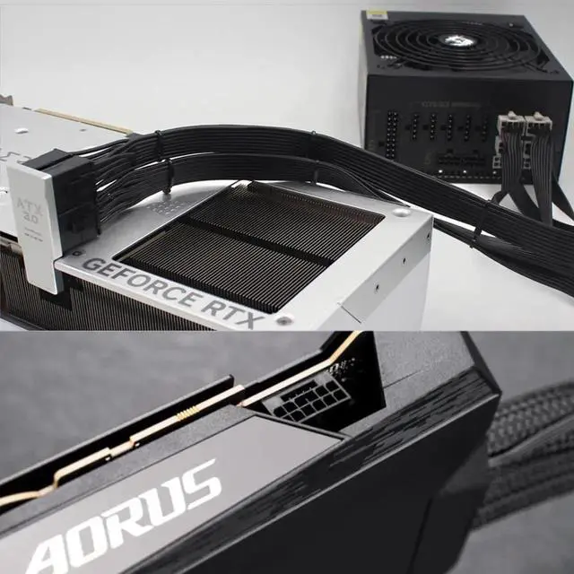 Alt view image 2 of 7 - JAENFONG ATX3.0 PCI-E 5.0 Power Modular 12VHPWR Adapter to Four ATX 8P Up Angled 90 Degree for 4080 4090 5090TI 16Pin 12+4P Graphics Card