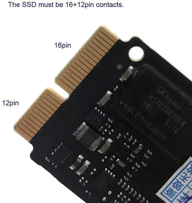 Alt view image 7 of 7 - JAENFONG 12+16Pin MAC SSD to Motherboard M.2 NVME NGFF M-Key Convert Adapter Card for 2013 2014 2015 A1493 A1502 A1465 A1466 MAC Pro Air SSD