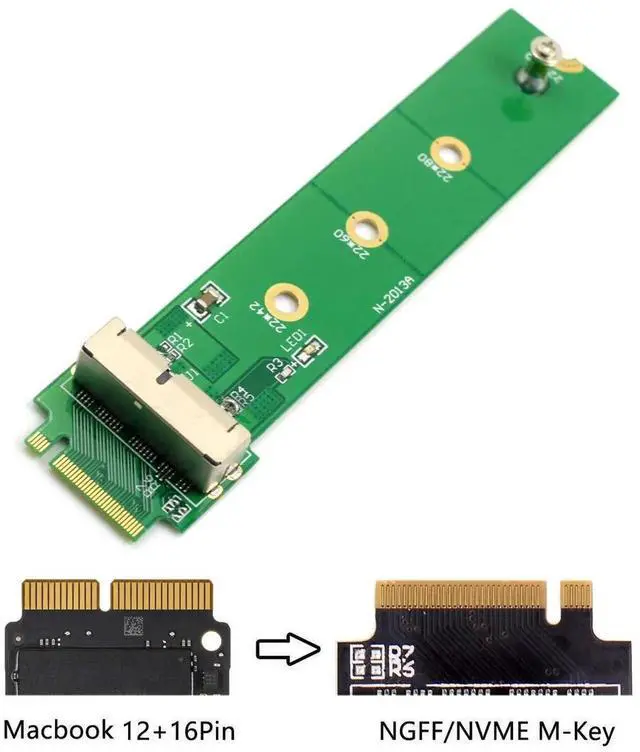 Alt view image 5 of 7 - JAENFONG 12+16Pin MAC SSD to Motherboard M.2 NVME NGFF M-Key Convert Adapter Card for 2013 2014 2015 A1493 A1502 A1465 A1466 MAC Pro Air SSD