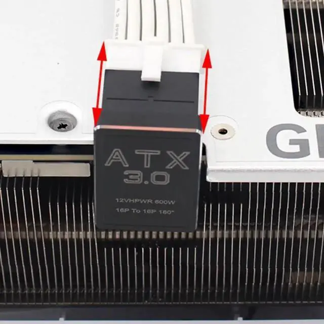 Alt view image 4 of 7 - JAENFONG ATX3.0 PCI-E 5.0 12VHPWR 16Pin Power Modular Change Direction Adapter Down Angled 360 Degree for 4080 5090TI Graphics Card