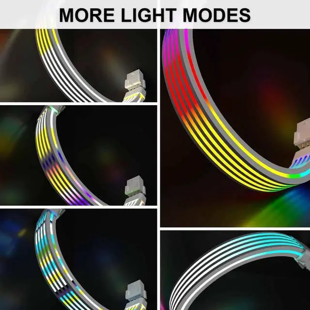 Alt view image 2 of 7 - JAENFONG 8 Pin RGB GPU Cable,RGB PSU Cables Extension - Addressable 5V3Pin ARGB PC Case Decor for RTX 3060 4060 4070 Radeon RX 6600 580 Graphics Card Power Supply White