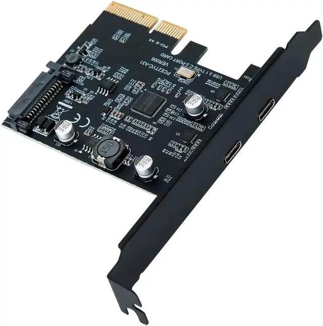 Alt view image 3 of 6 - USB C PCIe Card,PCI-Express 4X to Type C USB 3.2 Gen 2 (10 Gbps) 2-Ports Expansion Card with Asmedia Chipset ASM3142 (Dual Type C) for Windows 7/8/10/Linux/MAC OS - Full & Low Profile Slot Bracket