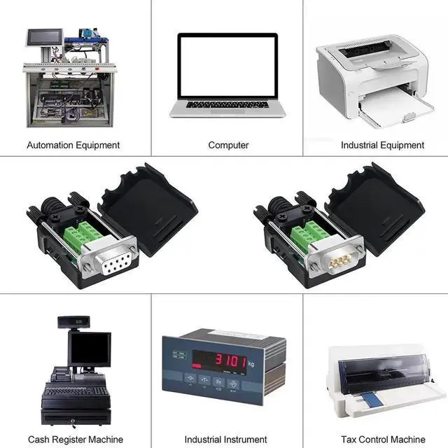 Alt view image 6 of 6 - JAENFONG DB9 Breakout Connector to Wiring Terminal RS232 D-SUB Male Serial Adapters Port Breakout Board Solder-Free Module with case(10 PCS Male Adapter White)