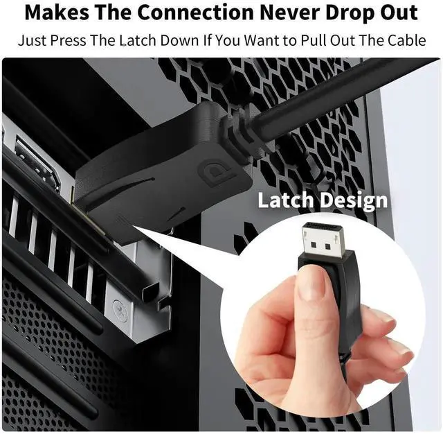 Alt view image 2 of 7 - JAENFONG Displayport to HDMI Active Adapter Cable, 4K DP 1.4 to HDMI 2.0 Monitor Uni-Directional Converter, Male to Female Black, Compatible for HP AMD NVIDIA Lenovo Dell Desktop TV and More