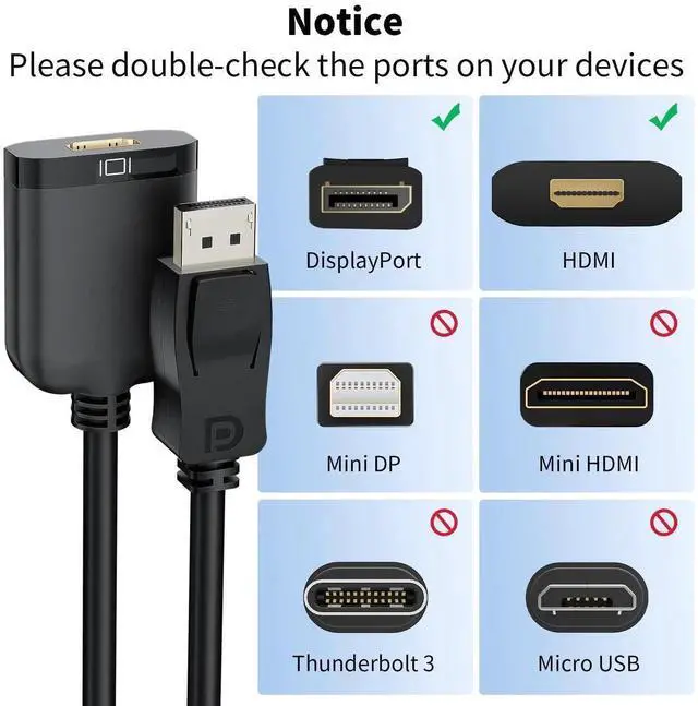 Alt view image 6 of 7 - JAENFONG Displayport to HDMI Active Adapter Cable, 4K DP 1.4 to HDMI 2.0 Monitor Uni-Directional Converter, Male to Female Black, Compatible for HP AMD NVIDIA Lenovo Dell Desktop TV and More