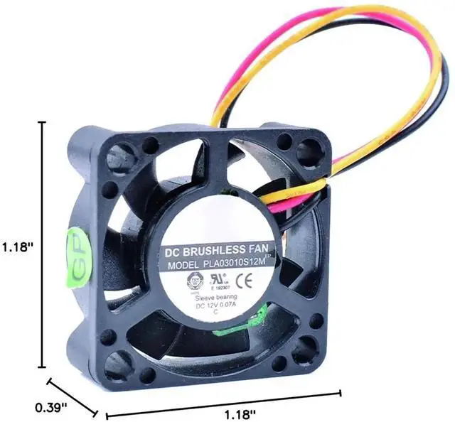 Alt view image 2 of 5 - JAENFONG PLA03010S12M 3cm 30mm Fan 3010 12V 0.07A Router Network Box Micro Cooling Fan
