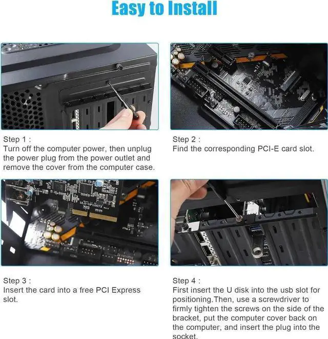 Alt view image 7 of 7 - JAENFONG  USB 3.2 PCI-e Expansion Card 7-Port(3X USB C - 4X USB A), PCI-e to USB 3.2 Gen2 HUB Adapter Superspeed 10Gbps, Fits PCI Express x4, x8 or x16 socket.