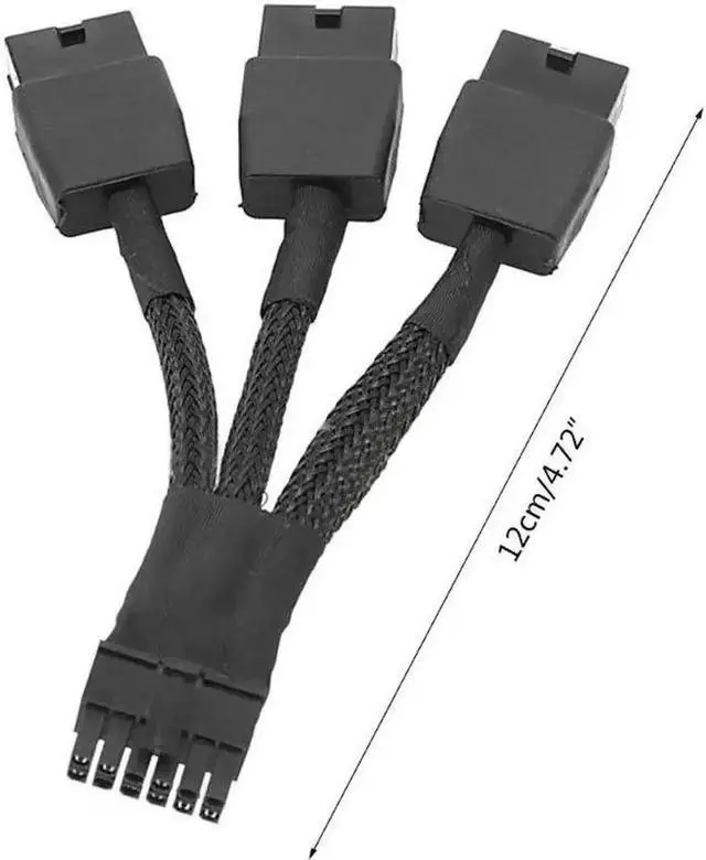 Alt view image 3 of 6 - JAENFONG PCIE 12VHPWR 12Pin Connector to 3x8Pin PCI-E GPU Power Adapter Cable for NVIDIA Ampere RTX 3060ti 3070 3080 3090