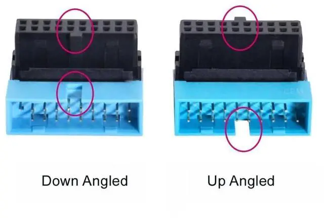 Alt view image 3 of 7 - JAENFONG 2 Pack USB 3.0 Front Panel Header 19/20Pin Male to Female 90 Degree Angled Mainboard Header Gender Changer Connector Adapter