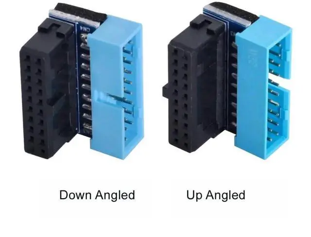 Alt view image 7 of 7 - JAENFONG 2 Pack USB 3.0 Front Panel Header 19/20Pin Male to Female 90 Degree Angled Mainboard Header Gender Changer Connector Adapter