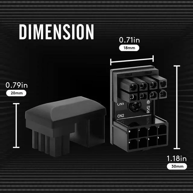 Alt view image 2 of 5 - JAENFONG GPU VGA PCIe 8 Pin U Turn 180 Degree Angle Connector Power Adapter Board for Desktop Graphics Card-Reverse Type 3-Pack