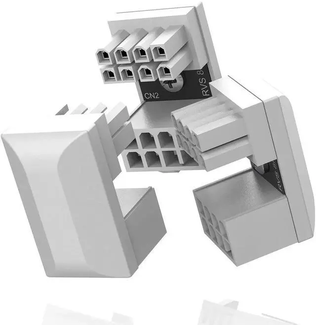Main image of JAENFONG GPU VGA PCIe 8 Pin U Turn 180 Degree Angle Connector Power Adapter Board for Desktop Graphics Card-Reverse Type 3-Pack White