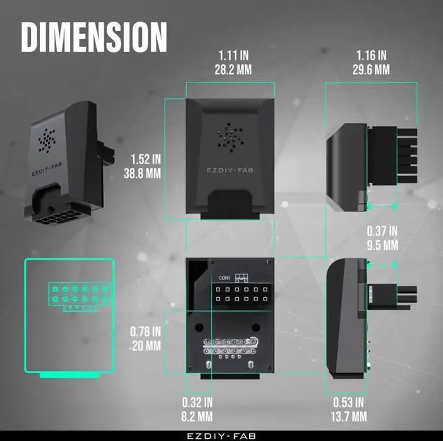 Alt view image 4 of 7 - JAENFONG PCIe 5.0 12VHPWR GPU Power Bridge, 12+4 Pin Angle Connector Power Adapter, for RTX40' Series GPUs, Compatible with RTX4090, 4080, 4070ti - Black 90° STD