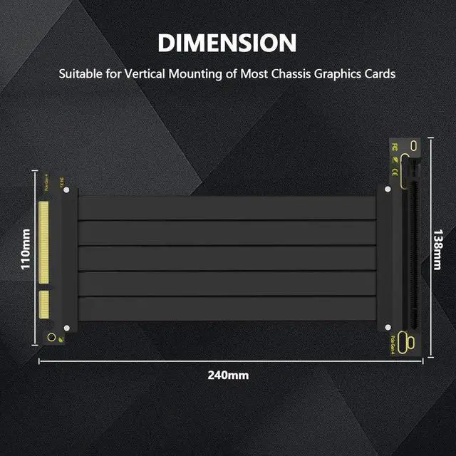 Alt view image 4 of 7 - JAENFONG PCI-E 4.0 Riser Cable, PCIe 4.0 x16 200mm High Speed Flexible Extender Card Extension Port 90 Degree Adapter, PCIe 4.0 | Older Compatible, EMI Shielded 30 AWG, TPE Cable Sleeves