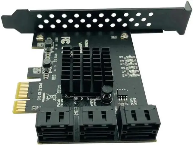 Alt view image 6 of 6 - JAENFONG  PCI express to 6 Ports SATA Controller SATA 3 III 3.0 6Gbps to PCI-e x1 Card Adapter PCIe SATA3 Expansion Card Riser For Windows