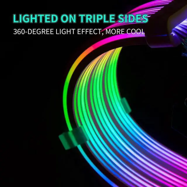 Alt view image 7 of 7 - JAENFONG RGB 8 Pin PCIE Cable,3 x 8Pin (6+2) RGB GPU PSU Cables 5V 3Pin ARGB Graphics Card Power Supply Extension - for PC Build,Four Sides Lighting Strips White Style