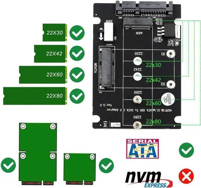 Alt view image 2 of 4 - JAENFONG  Add On Card SSD MSATA & M.2 SSD USB Adapter MSATA NGFF M.2 Adapter USB SATA Cable USB M.2 Card Adpater for PC Desktop