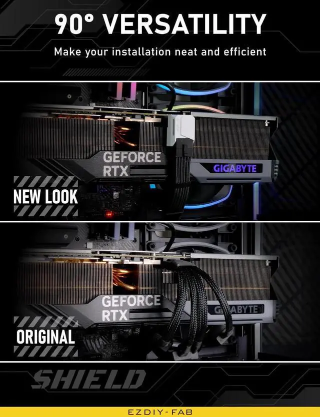 Alt view image 6 of 7 - JAENFONG PCIe 5.1 Adapter - 600W 12+4pin,16pin 12VHPWR GPU Power Connector,12V-2x6 GPU Adapter,90 Degree Right Angle - Compatible with RTX 3090Ti, 4070Ti, 4080, 4090 GPU - STD Type, White, 1 Pack