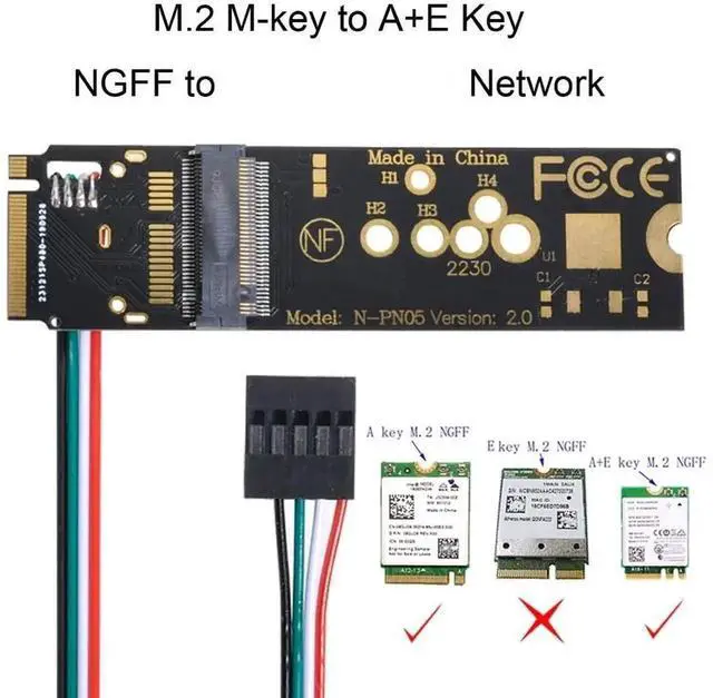 Alt view image 5 of 7 - JAENFONG NGFF Key-A/E Card to PCI-E M.2 NGFF Key-M NVME SSD Adapter for AX200