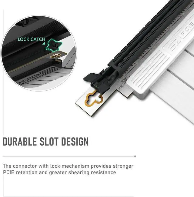 Alt view image 5 of 6 - JAENFONG PCIE Gen 4 16x Extreme Flexible, High Speed Riser Cable PCI Express 4.0 Port GPU Extension Card-Right Angle Connector, Supports RTX3090/3090ti/4080/4090 [7.87in/20cm]- White