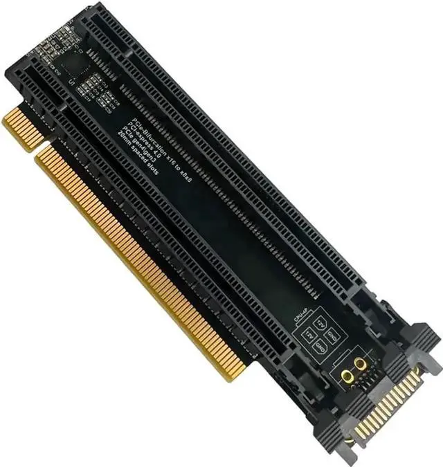 Main image of JAENFONG PCI-E 4.0 x16 1 to 2 Expansion Card Gen4 Split Card PCIe-Bifurcation x16 to x8x8 with 20mm Spaced Slots CPU4P Power Supply Port (SATA)
