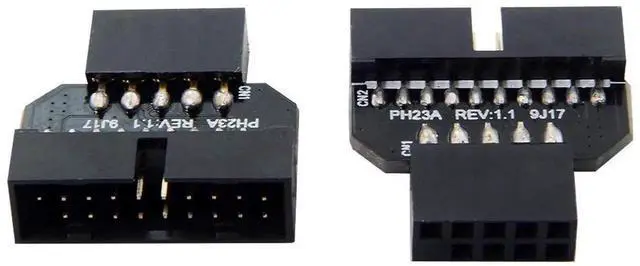 Alt view image 5 of 7 - JAENFONG 2 Pack USB 2.0 Front Panel Header 9/10Pin Male/Female to 19/20Pin Male/Female Mainboard Header Gender Changer Connector Adapter