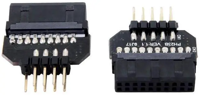 Alt view image 7 of 7 - JAENFONG 2 Pack USB 2.0 Front Panel Header 9/10Pin Male/Female to 19/20Pin Male/Female Mainboard Header Gender Changer Connector Adapter