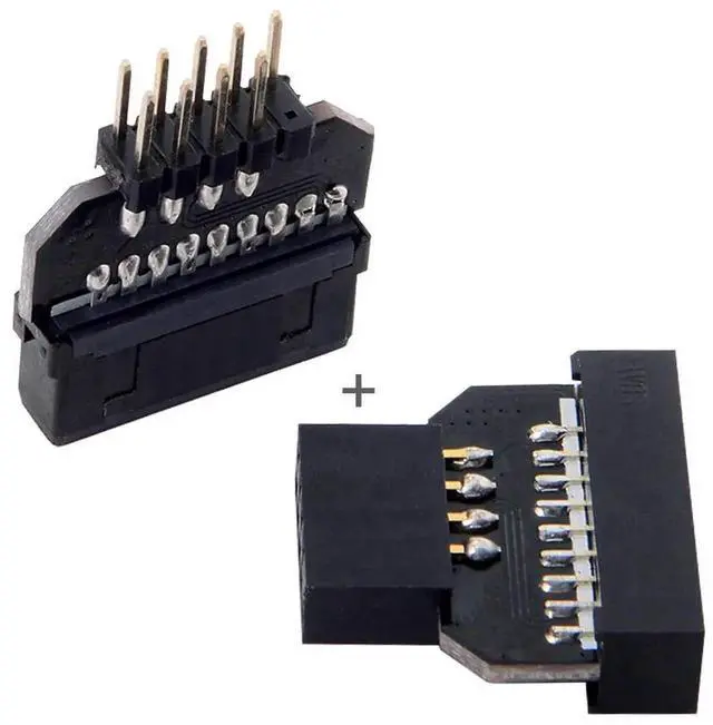 Alt view image 2 of 7 - JAENFONG 2 Pack USB 2.0 Front Panel Header 9/10Pin Male/Female to 19/20Pin Male/Female Mainboard Header Gender Changer Connector Adapter