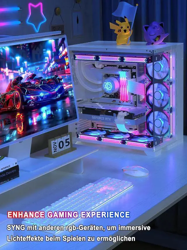 Alt view image 6 of 7 - JAENFONG RGB PSU Cable Extension,ARGB PC Power Supply Cable with Soft LED Stripes and PVC Sleeved Extend Cable,16AWG 24 Pin ATX Dual 8 Pin PCIE Set