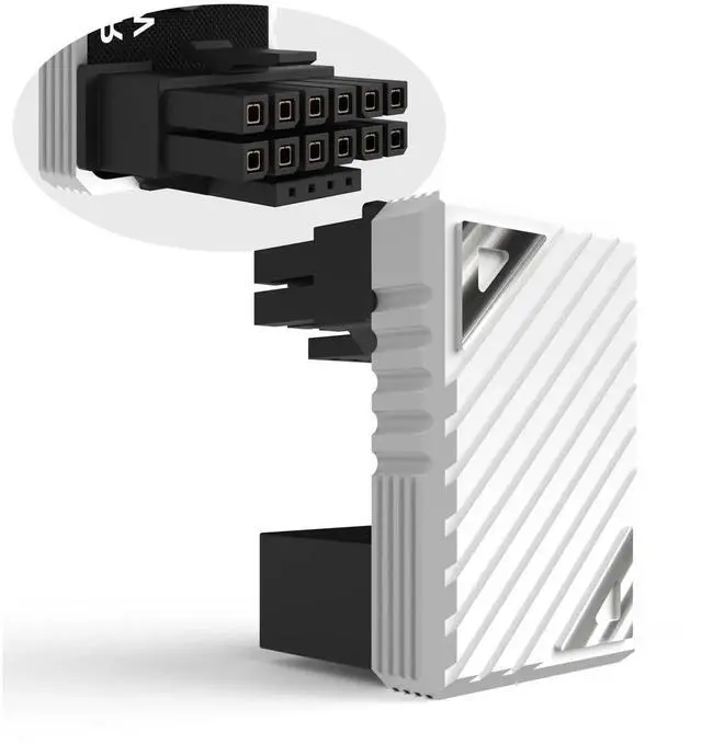 Main image of JAENFONG 16 Pin GPU PCI-e 5.0 180 Degree Angled Connector, 12VHPWR Male to Female u Turn Adapter for Desktop Graphics Card Conncctor F, White