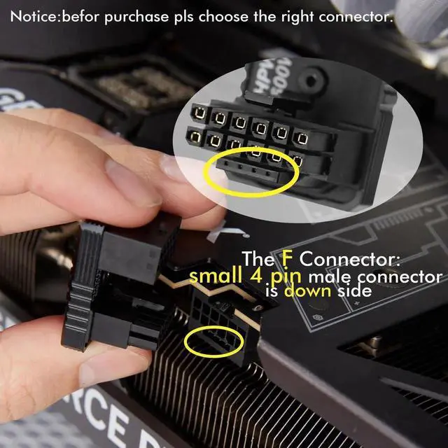 Alt view image 7 of 7 - JAENFONG 16 Pin GPU PCI-e 5.0 180 Degree Angled Connector, 12VHPWR Male to Female u Turn Adapter for Desktop Graphics Card Conncctor F, White