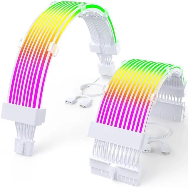 Main image of JAENFONG RGB 12VHPWR Cable Set,ARGB PSU Cable Extension of Soft LED Strip Include 24Pin Motherboard,16 Pin GPU Power Supply Cables,for RTX 40 50 Series PC Custom,Male to Female