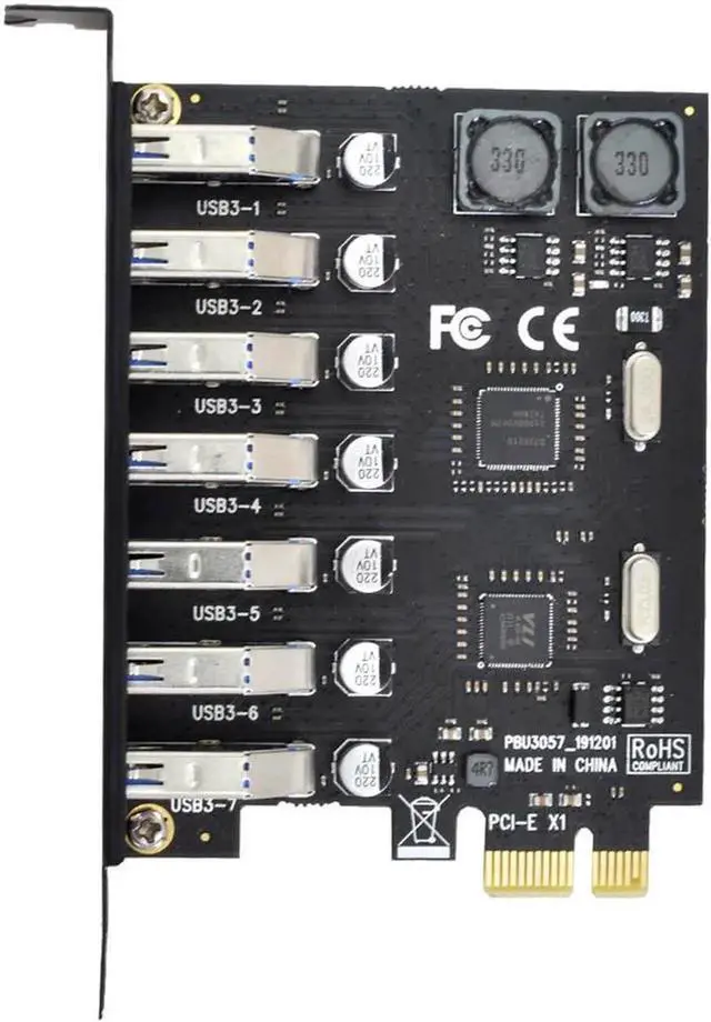 Alt view image 3 of 3 - JAENFONG  PCI-E to 7 Ports USB 3.0 HUB PCI Express Expansion Card Adapter 5Gbps for Motherboard