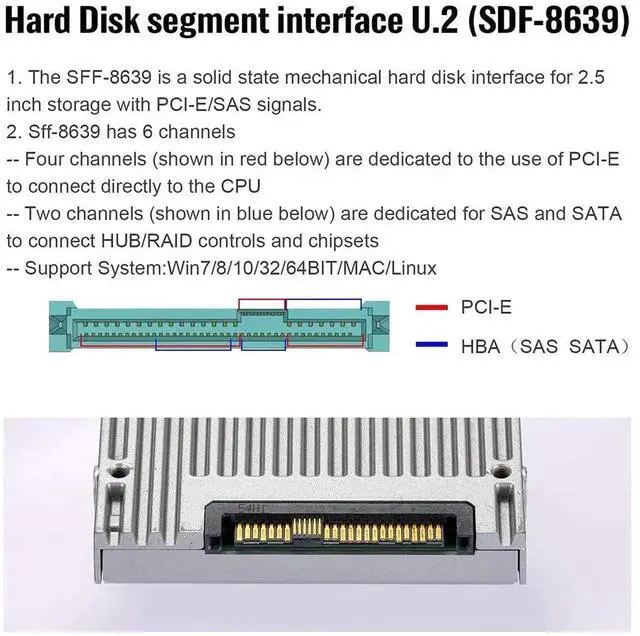 Alt view image 6 of 7 - JAENFONG M.2 NVME/NGFF SATA SSD to U.2 SFF-8639 2 in 1 Combo Hard Drive Converter Adapter (NVME to SATA not Working)