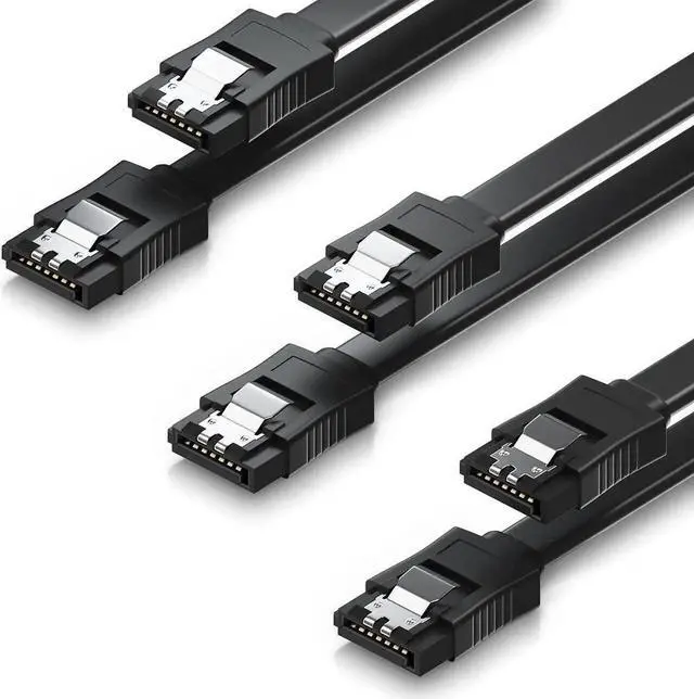 Main image of JAENFONG SATA Cable III, 3 Pack SATA Cable III 6Gbps Straight HDD SDD Data Cable with Locking Latch 15.75 Inch Compatible for SATA HDD, SSD, CD Driver, CD Writer - Black
