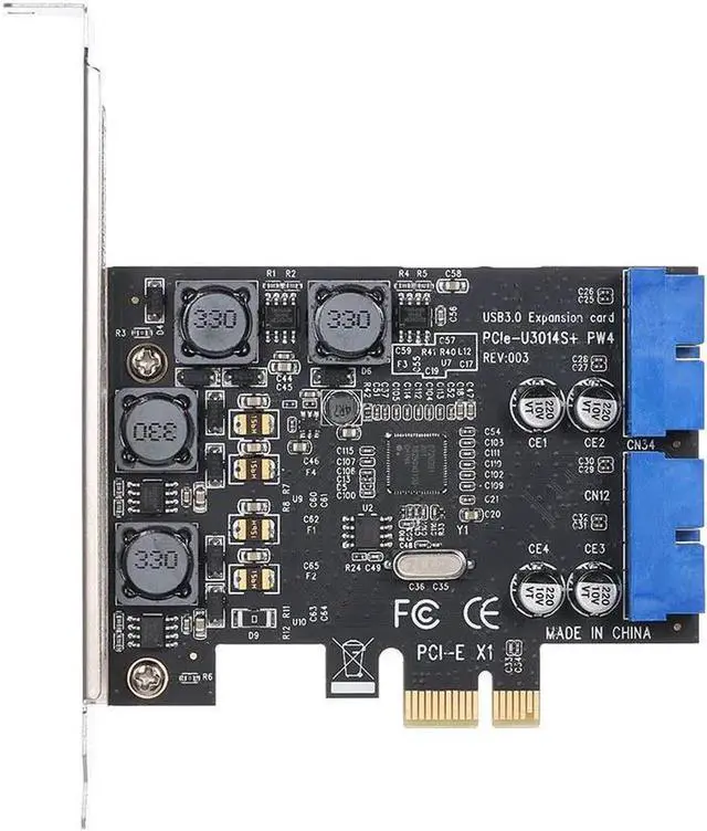Alt view image 3 of 3 - JAENFONG  Super Speed PCI Express to Dual 20 Pin USB 3.0 Controller Card PCI-E X1 to 2 Ports USB 3.0 Header With Low Profile Bracket
