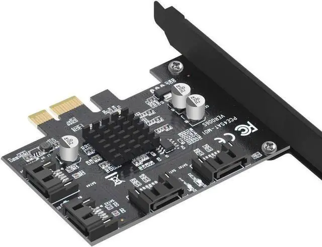 Alt view image 2 of 5 - JAENFONG 4 Port SATA 3.0 PCIe 3.0 X1 Controller Card,SATAIII 6GbpsPCI Express Expansion Card, Support SSD/HDD as System Boot Disk,Marvell 88SE9215,Non-Raid,Black