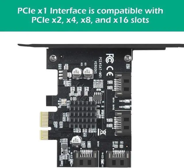 Alt view image 5 of 5 - JAENFONG 4 Port SATA 3.0 PCIe 3.0 X1 Controller Card,SATAIII 6GbpsPCI Express Expansion Card, Support SSD/HDD as System Boot Disk,Marvell 88SE9215,Non-Raid,Black