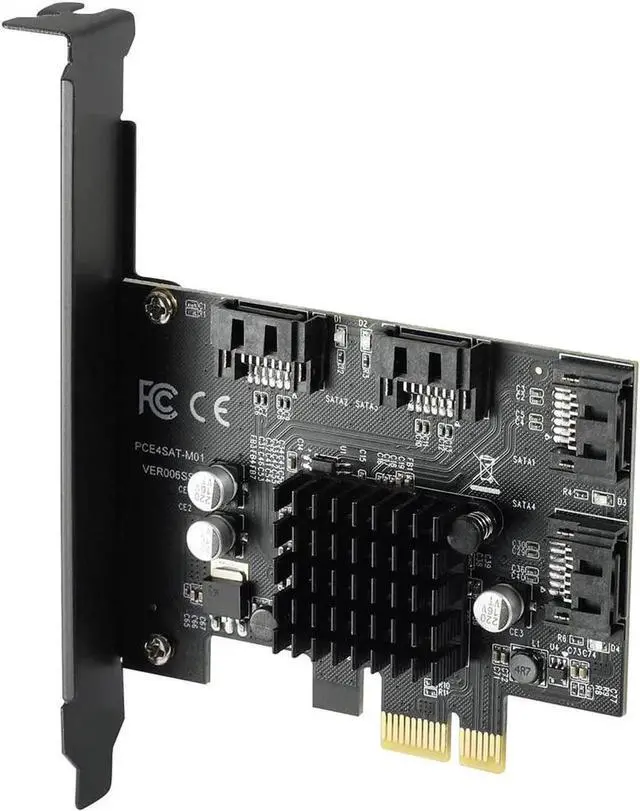 Alt view image 4 of 5 - JAENFONG 4 Port SATA 3.0 PCIe 3.0 X1 Controller Card,SATAIII 6GbpsPCI Express Expansion Card, Support SSD/HDD as System Boot Disk,Marvell 88SE9215,Non-Raid,Black