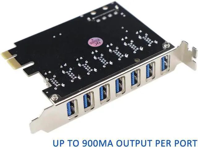 Alt view image 2 of 3 - JAENFONG PCIe to USB 3.0 7-Port PCI Express Expansion Card PCI-E USB3.0 Hub with Molex Power Connector Support UASP Windows 10,8.1,8,7,XP