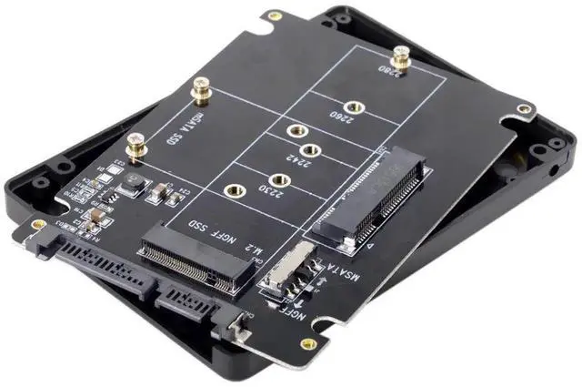 Alt view image 3 of 7 - JAENFONG  Combo M.2 NGFF B-Key & mSATA SSD to SATA 3.0 Adapter Converter Case Enclosure with Switch