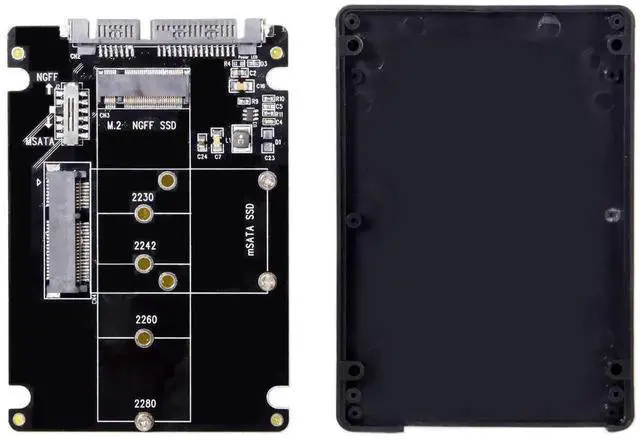 Main image of JAENFONG  Combo M.2 NGFF B-Key & mSATA SSD to SATA 3.0 Adapter Converter Case Enclosure with Switch